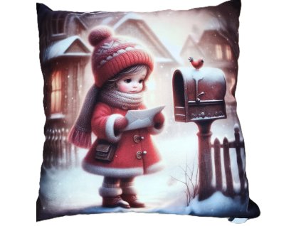 Velurový polštářek -dopis Ježíškovi.