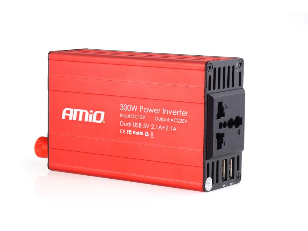 Měnič napětí AMiO 12 V/220V 300W/600W 2xUSB PI03 - AMiO.cz - internetový  obchod s autodoplňky