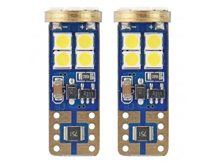 LED CANBUS 12SMD 2835 T10e (W5W) White 12V / 24V