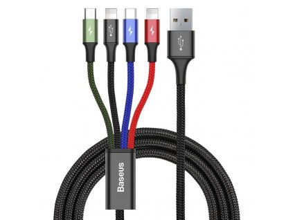 BASEUS USB Kabel 4v1 černý, 1xUSB-C, 2x Lightning, 1xMicro 3,5A 120 cm