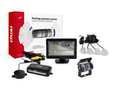 Sada parkovací asistent TFT01 4,3" s kamerou HD-501-IR 4 senzory stříbrné