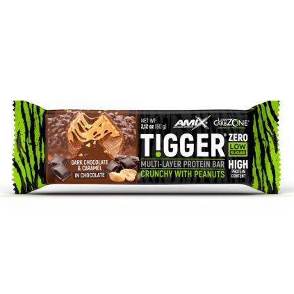 TIGGER Zero bar Tmavá čokoláda & Karamel (Hmotnost 60g)