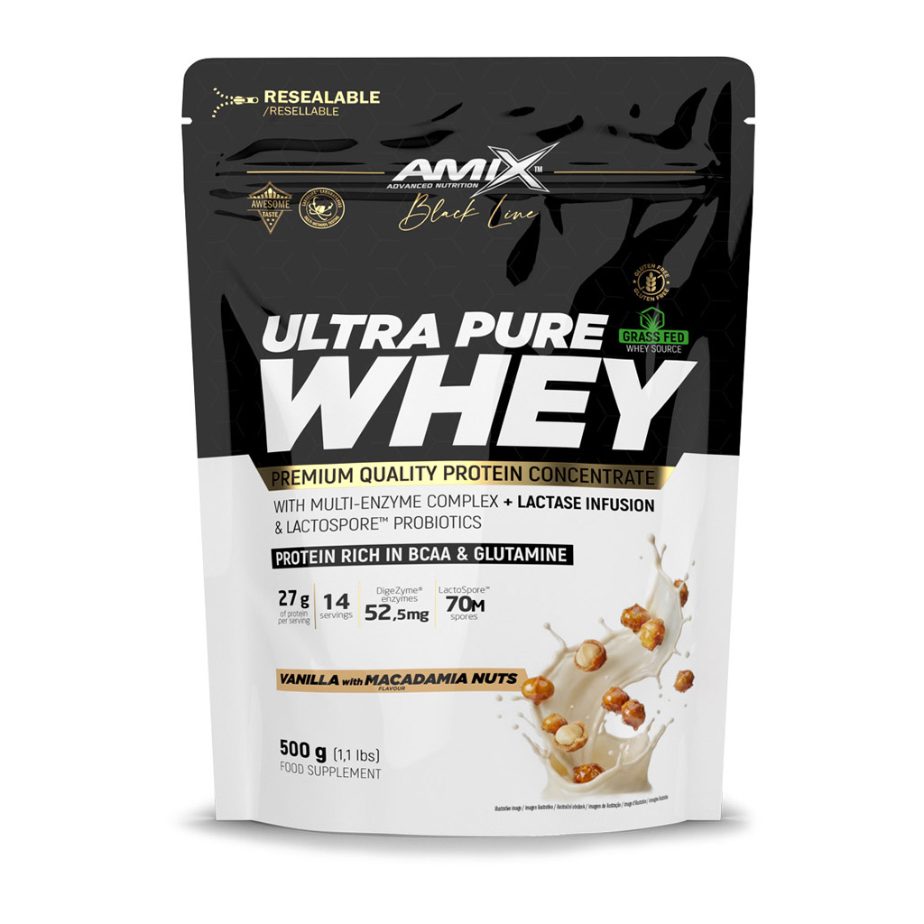 Amix™ Black Line Ultra Pure Whey Protein Vanilla with Macadamia Nuts Hmotnost: 500g