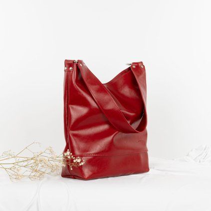 červená (ruby) kožená kabelka Lana Style, čelný pohľad – Ammyla
