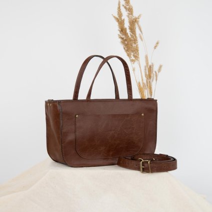Kožená kabelka do ruky aj crossbody, ručne šitá od Ammyla
