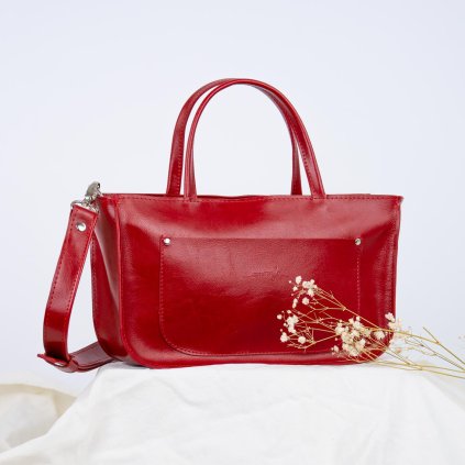 Kožená kabelka do ruky aj crossbody, ručne šitá od Ammyla
