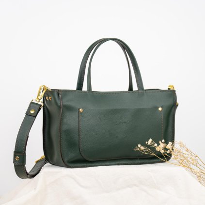 Kožená kabelka do ruky aj crossbody, ručne šitá od Ammyla