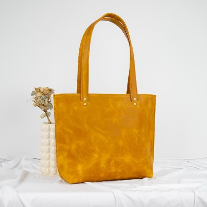 Kožená shopper kabelka, ručne šitá by Ammyla
