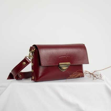 Kožená kabelka MidiMe (burgundy červená)  kolekcia Mini Midi Maxi