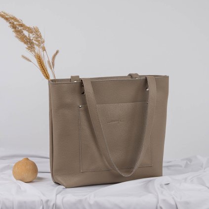 Kožená shopper kabelka, ručne šitá by Ammyla