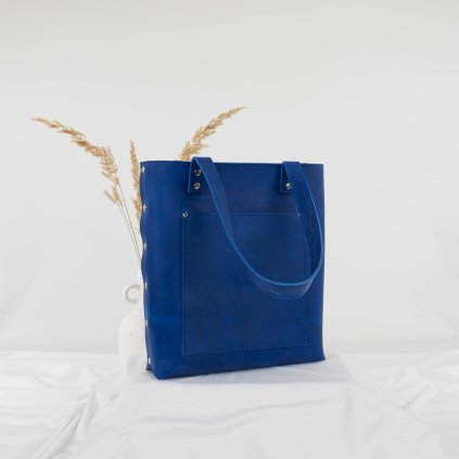 Kožená shopper kabelka, ručne šitá by Ammyla