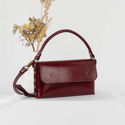 Kožená kabelka MidiMe Elegance (burgundy červená)  kolekcia Mini Midi Maxi