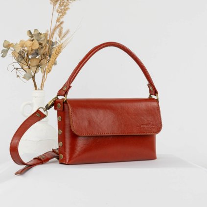 Kožená kabelka MidiMe Elegance (tehlová hnedá)  kolekcia Mini Midi Maxi