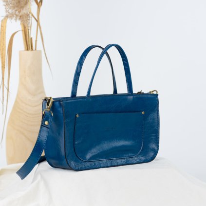 Kožená kabelka do ruky aj crossbody, ručne šitá od Ammyla