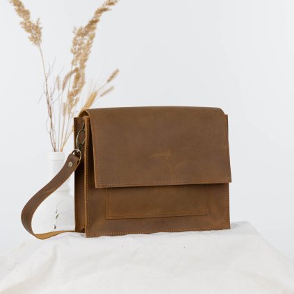 Kožená kabelka Zara Raw (crazy oriešková)  kolekcia Raw