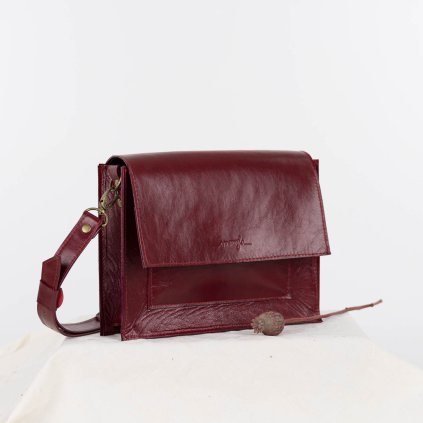 Kožená kabelka Zara Style (burgundy červená)  kolekcia Raw