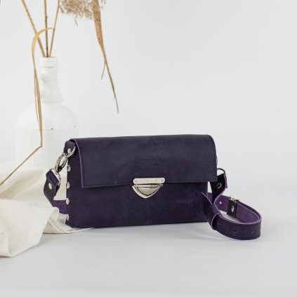Kožená kabelka MidiMe (crazy deep purple)  kolekcia Mini Midi Maxi
