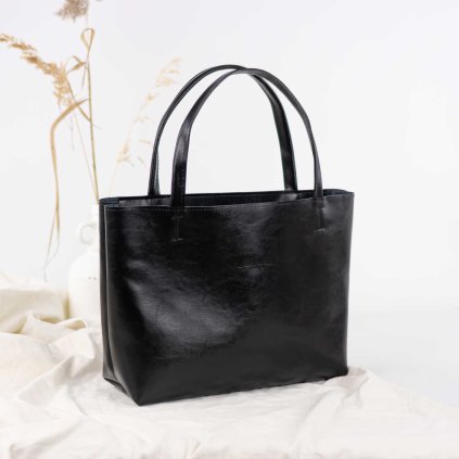 Kožená shopper kabelka, ručne šitá by Ammyla