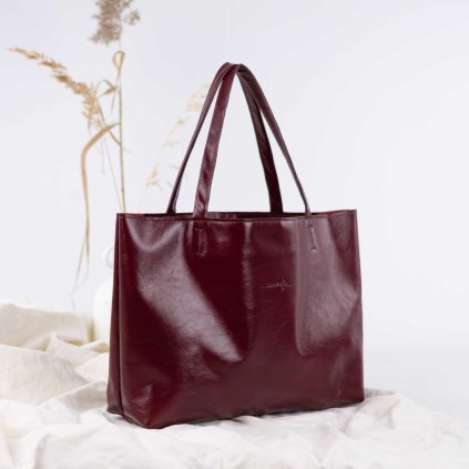 Kožená shopper kabelka, ručne šitá by Ammyla