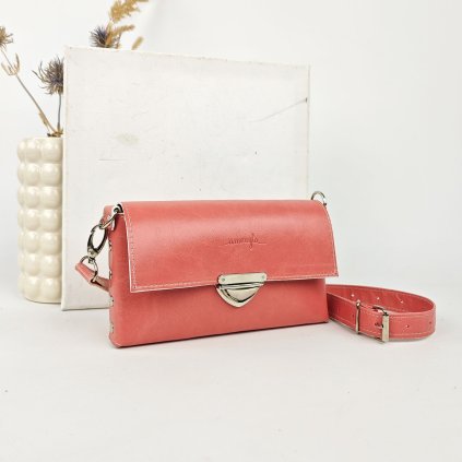 Kožená kabelka MidiMe (lososová)  kolekcia Mini Midi Maxi