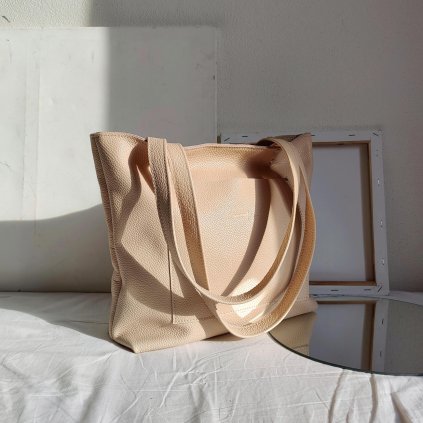 Kožená shopper kabelka, ručne šitá by Ammyla