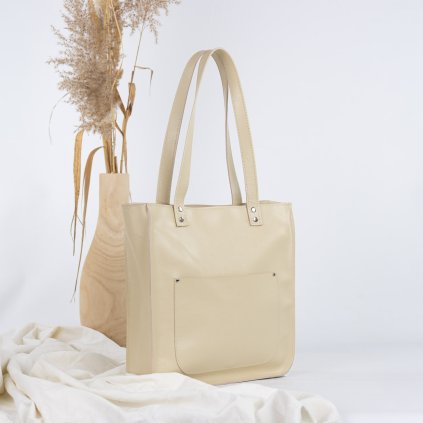 Kožená shopper kabelka, ručne šitá by Ammyla