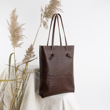 Kožená shopper kabelka, ručne šitá by Ammyla