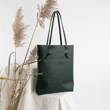 Kožená shopper kabelka, ručne šitá by Ammyla