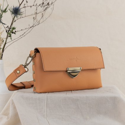 Kožená kabelka MidiMe (apricot oranžová)  kolekcia Mini Midi Maxi