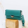 ručne šitá zelená kožená crossbody mini kabelka MidiMe