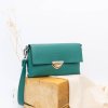 ručne šitá zelená kožená crossbody mini kabelka MidiMe