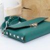 ručne šitá zelená kožená crossbody mini kabelka MidiMe