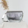 Kožená crossbody kabelka strieborná Ammyla