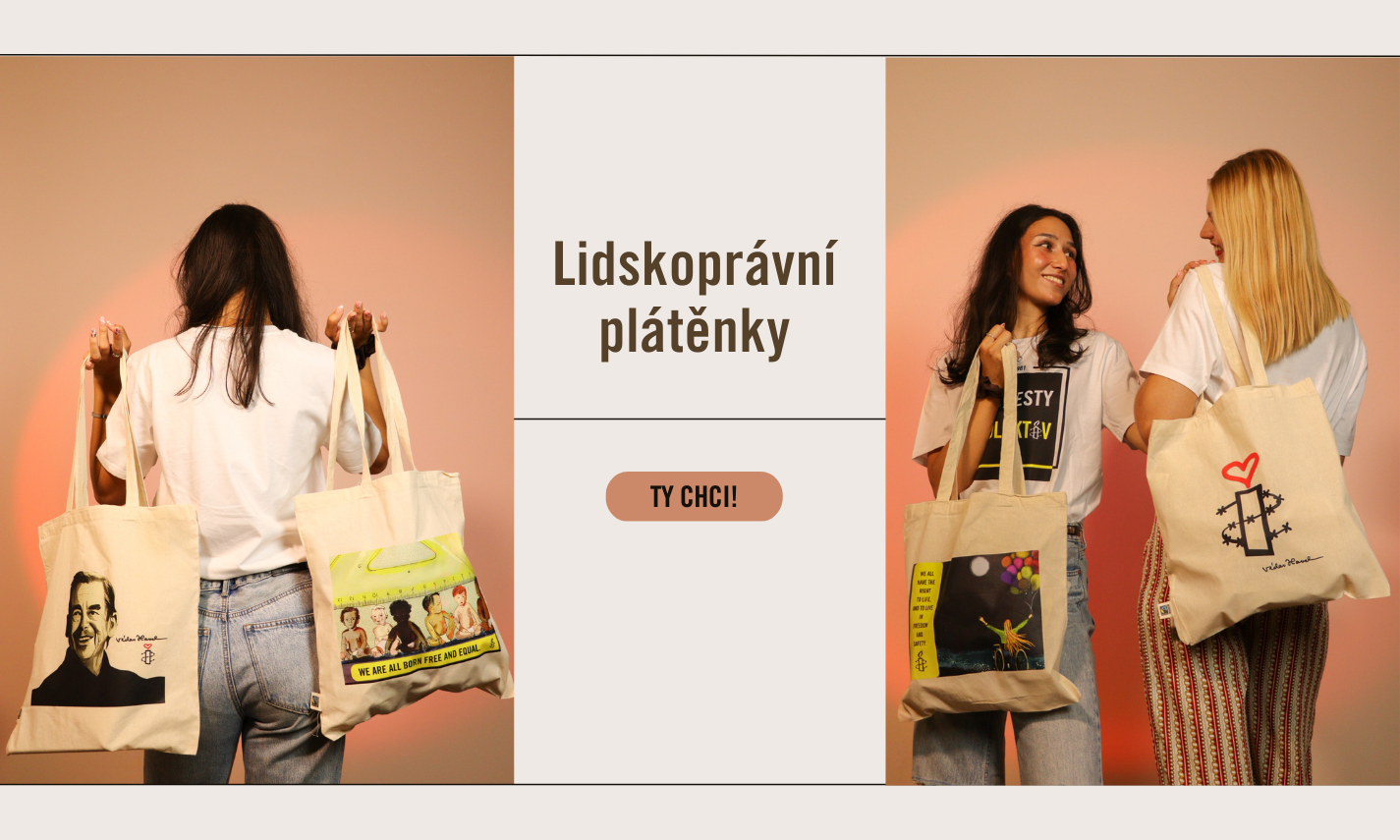 Lidskoprávní plátěnky: fairtrade s originálními ilustracemi