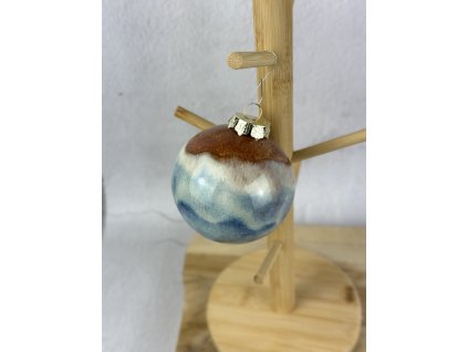 Baňka vánoční hnědo zelená VADA