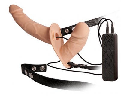 . ™˙ TO Luxusní dvojité vibrační dildo DOUBLE THRUSTER VIBE WITH HARNESS