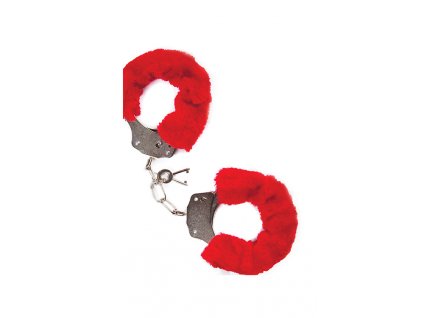 Pouta na ruce Mai No.38 Metal Furry Handcuffs červená