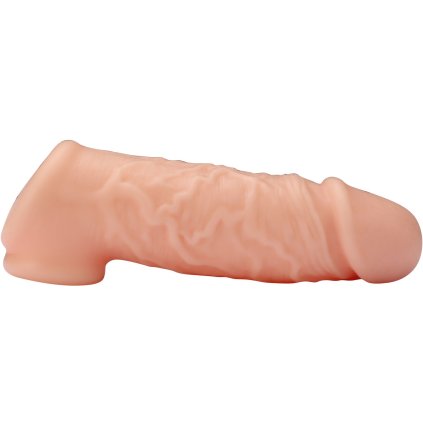 Zvětšující vzrušující návlek na penis s otvorem na varlata RealStuff