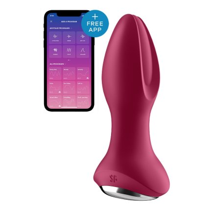 TO 2v1 dvoumotorový vibrační a rotační perlový anální kolík Satisfyer Rotator Plug 2 vínový