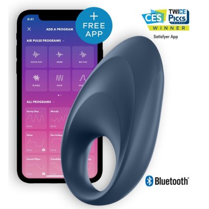 satisfyer mighty one ring vibrating ring with app and bluetooth blue sex toys satisfyer