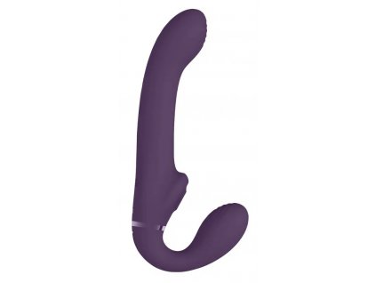 HOT VIVE Ai Vibrační strap-on se stimulací klitorisu - fialový