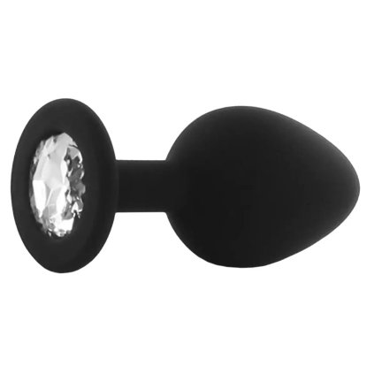 425503 basic x shinyblack silikonovy analni kolik s kaminkem s
