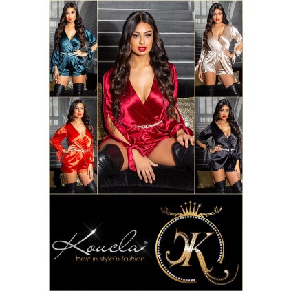 Sexy kombinéza K9608 Satin Look - Koucla (Barva černá, Velikost uni)