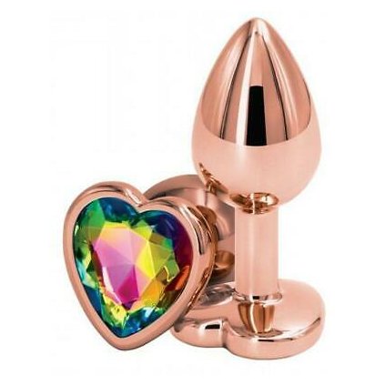plug anale con pietra multicolore cuore mini dildo anal butt heart s in acciaio (1)