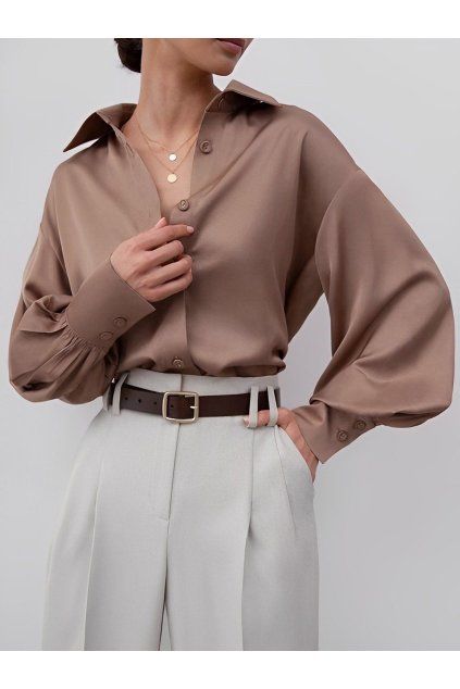 Hnědá satin košile Luxury