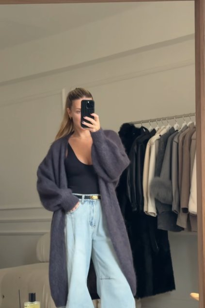 Mohérový maxi kardigan