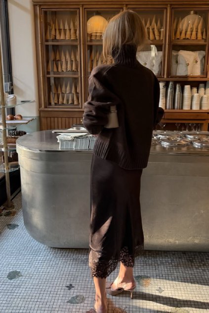 Chocolate satin sukně Valeria