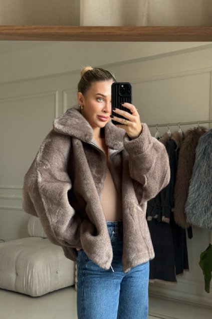 Béžové-šedý kožíšek Ruby