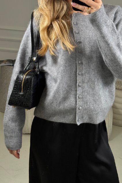 Šedý cardigan svetr Francesca