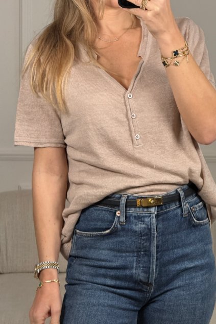 Béžové lněné tričko Nova